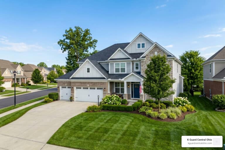 New gutters Gahanna Ohio modern home with clean gutters and curb appeal - New gutters Gahanna Ohio